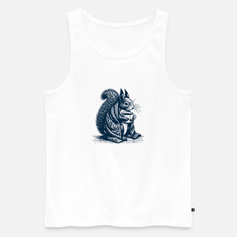 Eichhörnchen mit Tee - Männer Premium Bio Tank Top - Weiß