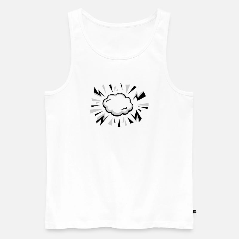 Comic Wolke mit Blitzen - Männer Premium Bio Tank Top - Weiß