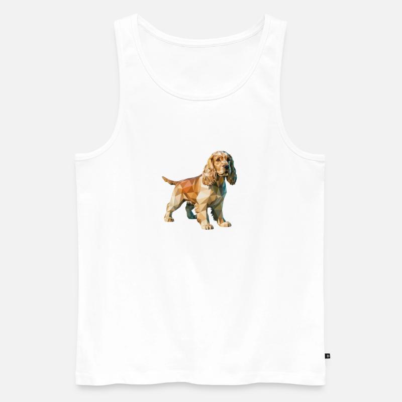 Cocker Spaniel - Cooles Low-Poly-Logo - Männer Premium Bio Tank Top - Weiß