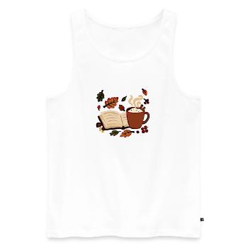 Kaffeeduft & Buchgeflüster...Herbsttraumdesign - Männer Premium Bio Tank Top - Weiß - Vorne - AI Model Male 178 light (178cm)