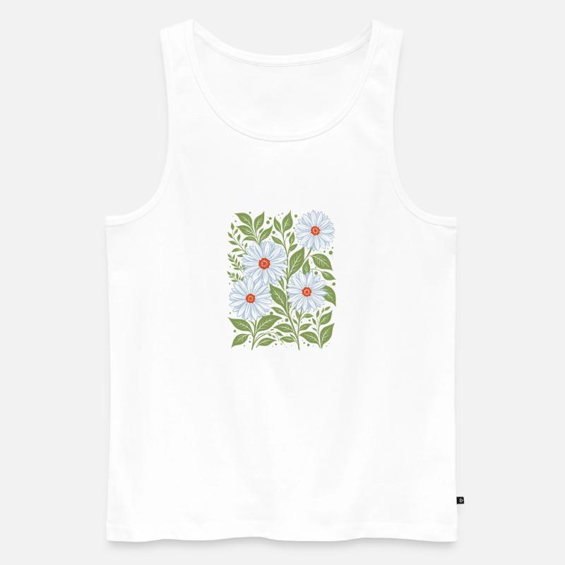 Gänseblümchen in Himmelblau Blumen - Männer Premium Bio Tank Top - Weiß