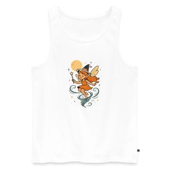 Fée magique de la lune dans le tour de sorcière - Débardeur bio Premium Homme - blanc - Devant - AI Model Male 178 light (178cm)