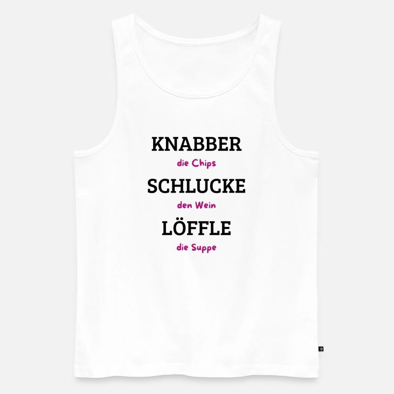 Chips Wein Suppe Typografie - Männer Premium Bio Tank Top - Weiß