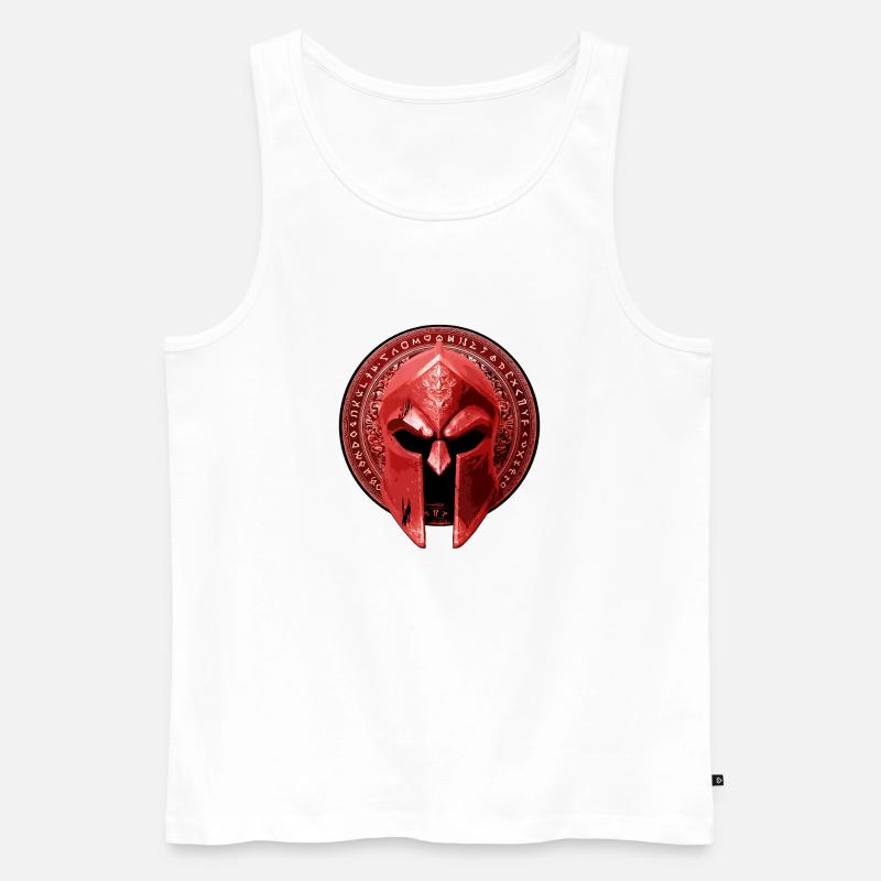 Spartaner Helm Gladiator Rot - Männer Premium Bio Tank Top - Weiß