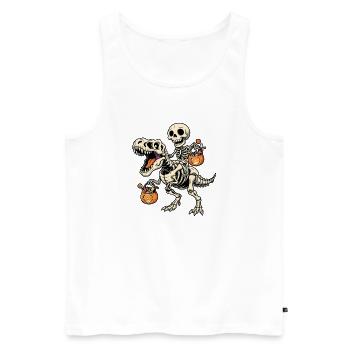 Skelett Reiten Skelett T-Rex Halloween Dinosaurier - Männer Premium Bio Tank Top - Weiß - Vorne - Michal (187cm)