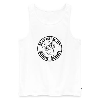 Stay Calm Alien Kush – design weed humour - Men's Premium Organic Tank Top - white - Front - AI Model Male 178 light (178cm)