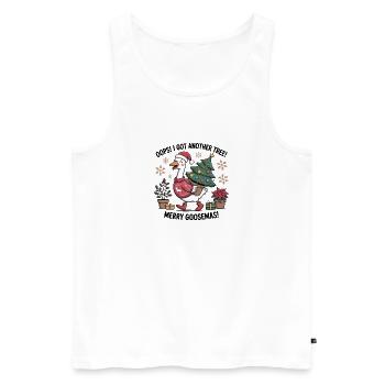 Cigogne de Noël avec arbre et cadeaux de Noël - Débardeur bio Premium Homme - blanc - Devant - Michal (187cm)