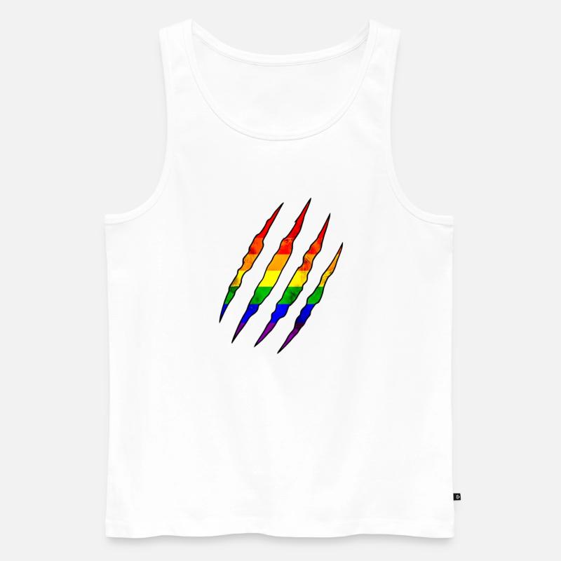 Pride Claw arc-en-ciel Statement Scratch Trace - Débardeur bio Premium Homme - blanc