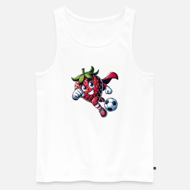 Fußball Erdbeere Superheld Kicker Comic - Männer Premium Bio Tank Top - Weiß