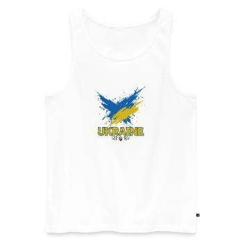 Ukraine Flag Splash Art - Men's Premium Organic Tank Top - white - Front - AI Model Male 178 light (178cm)