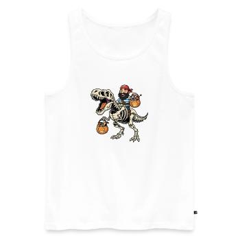 Pirate chevauchant squelette T-Rex Halloween dinosaure - Débardeur bio Premium Homme - blanc - Devant - Michal (187cm)