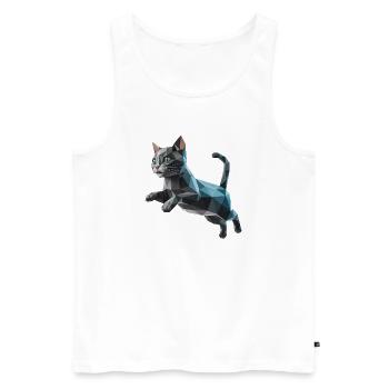 Kätzchen - Cooles Low-Poly-Logo - Männer Premium Bio Tank Top - Weiß - Vorne - AI Model Male 178 light (178cm)