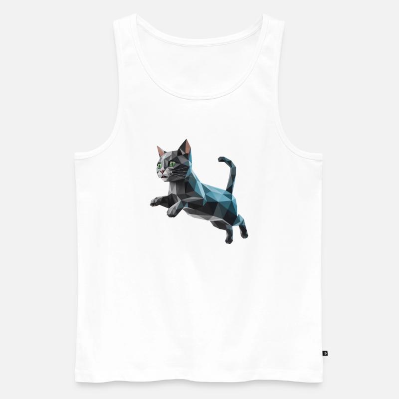 Kätzchen - Cooles Low-Poly-Logo - Männer Premium Bio Tank Top - Weiß