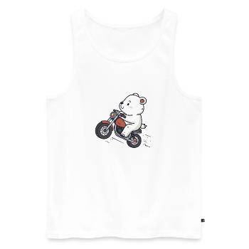 Ours blanc biker retro moto - Débardeur bio Premium Homme - blanc - Devant - Michal (187cm)