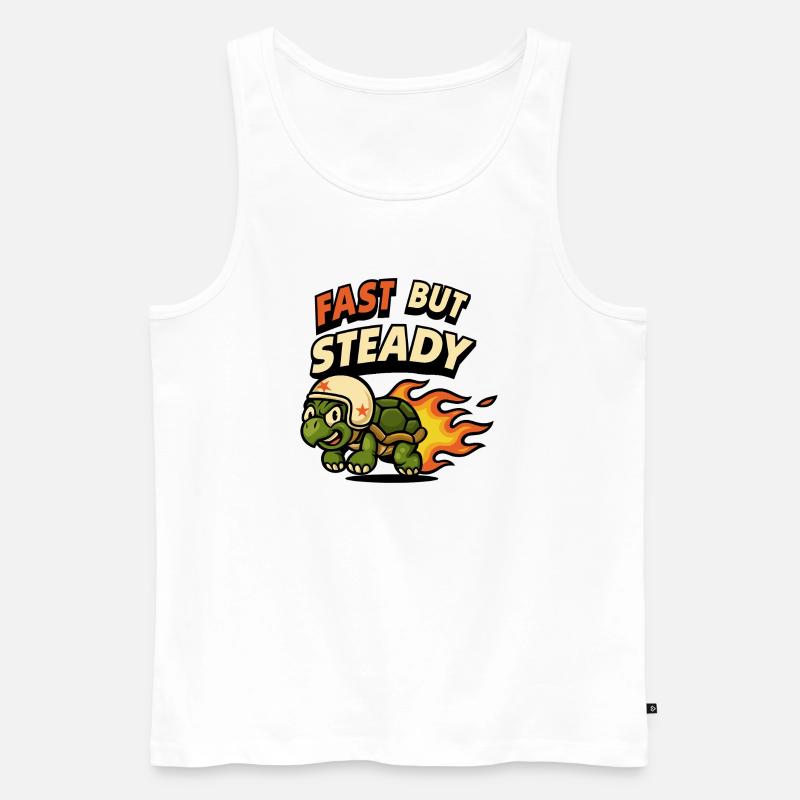 Schnell Doch Beständig Schildkröte Design - Männer Premium Bio Tank Top - Weiß