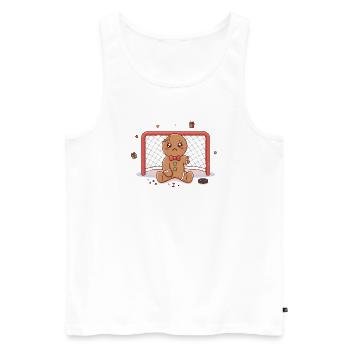 Funny Christmas Hockey Cartoon - Männer Premium Bio Tank Top - Weiß - Vorne - Michal (187cm)