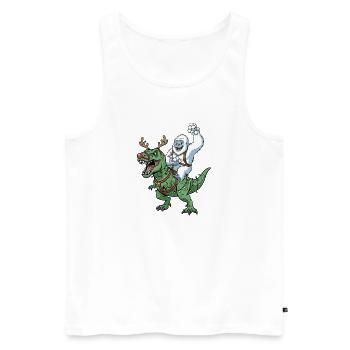 Yeti chevauche T-Rex dinosaure de Noël drôle - Débardeur bio Premium Homme - blanc - Devant - AI Model Male 178 light (178cm)