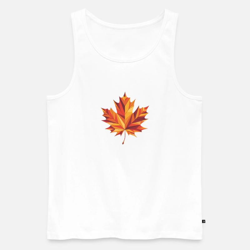 Herbstblatt - Cooles Low-Poly-Logo - Männer Premium Bio Tank Top - Weiß