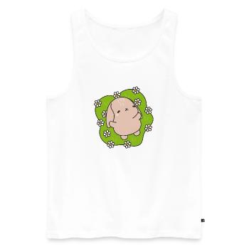 Kawaii Rabbit Under Daisies - Men's Premium Organic Tank Top - white - Front - AI Model Male 178 light (178cm)
