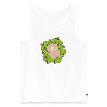 Glücklicher Bär im Blumengarten - Männer Premium Bio Tank Top - Weiß - Vorne - AI Model Male 178 light (178cm)