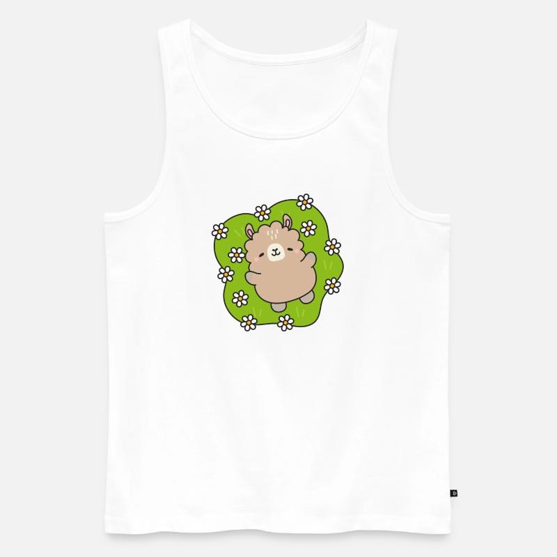 Glücklicher Bär im Blumengarten - Männer Premium Bio Tank Top - Weiß