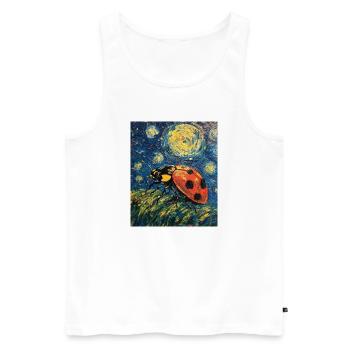 Coccinelle Van Gogh Style Nuit étoilée - Débardeur bio Premium Homme - blanc - Devant - Michal (187cm)