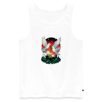 Colombe de la paix et couleurs de la Palestine - Débardeur bio Premium Homme - blanc - Devant - Michal (187cm)