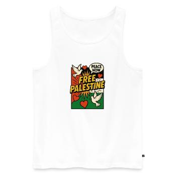 Free Palestine - Peace and solidarity pop art - Men's Premium Organic Tank Top - white - Front - Michal (187cm)
