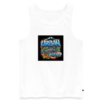 Urbanes Graffiti mit Ghettoblaster und Auto - Männer Premium Bio Tank Top - Weiß - Vorne - AI Model Male 178 light (178cm)