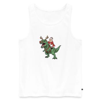 Mrs. Claus reitet T-Rex Lustiger Weihnachtsdinosau - Männer Premium Bio Tank Top - Weiß - Vorne - AI Model Male 178 light (178cm)