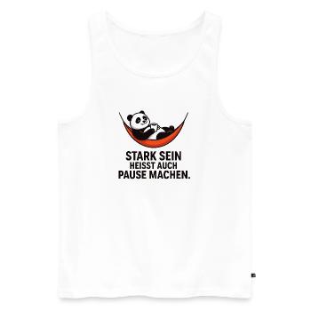 Panda Break Power Dicton - Débardeur bio Premium Homme - blanc - Devant - AI Model Male 178 light (178cm)
