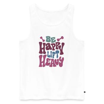 Be Happy Lift Heavy Motivational Design - Men's Premium Organic Tank Top - white - Front - AI Model Male 178 light (178cm)