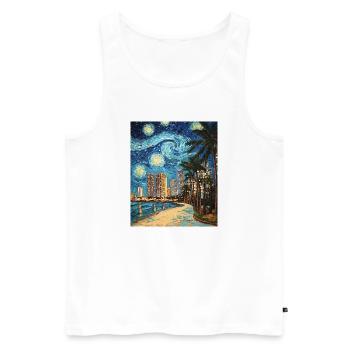 Miami Beach Florida Van Gogh Starry Night - Men's Premium Organic Tank Top - white - Front - Michal (187cm)