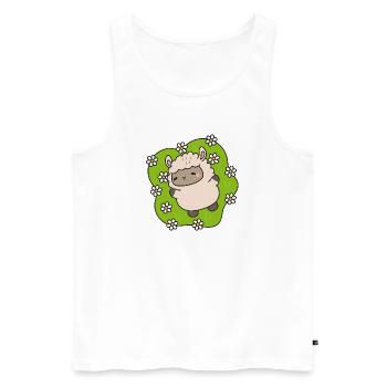 Flowering lamb dancing among daisies - Men's Premium Organic Tank Top - white - Front - AI Model Male 178 light (178cm)