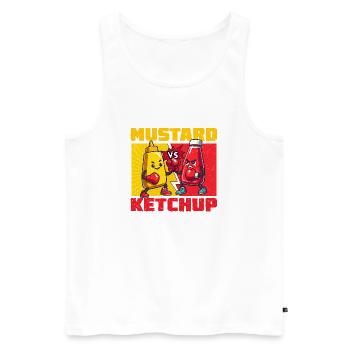 Mustard vs. Ketchup: Cartoon Duel - Men's Premium Organic Tank Top - white - Front - AI Model Male 178 light (178cm)
