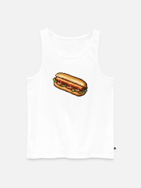 Retro Pixel Hotdog - Männer Premium Bio Tank Top - Weiß