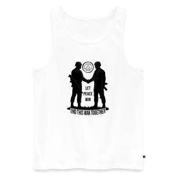 LASS DEN FRIEDEN SIEGEN - Männer Premium Bio Tank Top - Weiß - Vorne - AI Model Male 178 light (178cm)