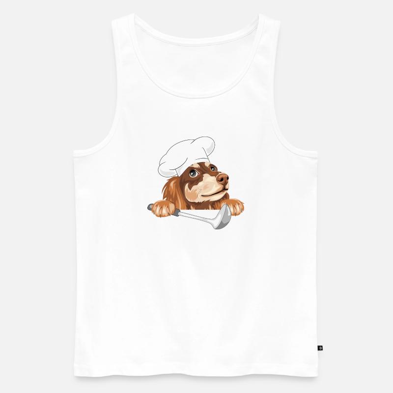 Träumender Dackel Koch mit Schöpfkelle - Männer Premium Bio Tank Top - Weiß