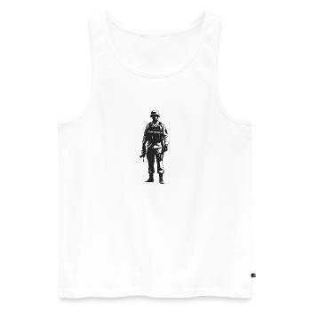 Soldat - Logo Cool Silhouette - Débardeur bio Premium Homme - blanc - Devant - Michal (187cm)