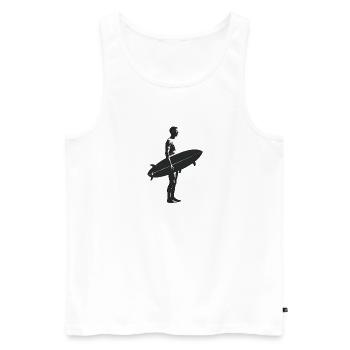Surfer - Cooles Silhouetten-Logo - Männer Premium Bio Tank Top - Weiß - Vorne - Michal (187cm)