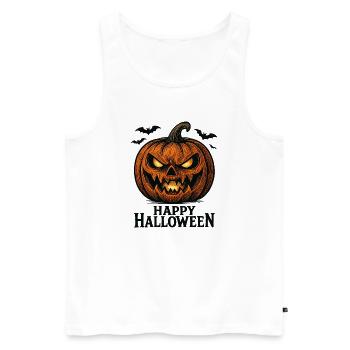Chemise d’Halloween citrouille effrayante - Débardeur bio Premium Homme - blanc - Devant - Michal (187cm)