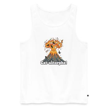 Cat-astrophe volcano - Men's Premium Organic Tank Top - white - Front - AI Model Male 178 light (178cm)