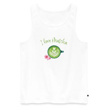 Matcha love - Men's Premium Organic Tank Top - white - Front - Michal (187cm)