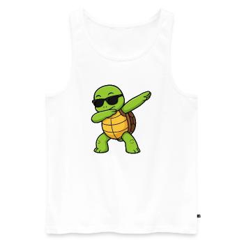 Dab Turtle avec lunettes de soleil - Débardeur bio Premium Homme - blanc - Devant - AI Model Male 178 light (178cm)