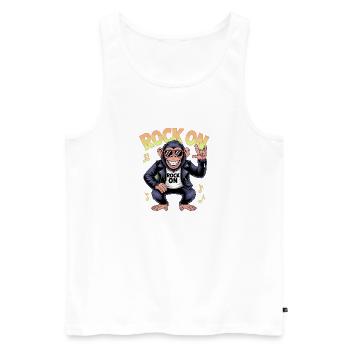  Rock On Affe Rocker Sonnenbrille Lederjacke - Männer Premium Bio Tank Top - Weiß - Vorne - Michal (187cm)
