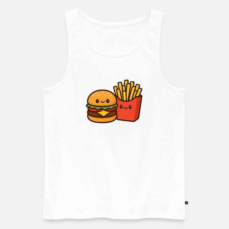 Kawaii Burger & Pommes Duo - Männer Premium Bio Tank Top - Weiß