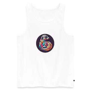 Geometrisches buntes Erdmännchen - Männer Premium Bio Tank Top - Weiß - Vorne - Michal (187cm)