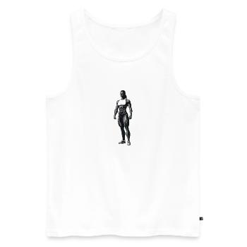 Female Bodybuilder - Cool Silhouette Logo - Men's Premium Organic Tank Top - white - Front - Michal (187cm)