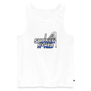 In the Shower N*ked - Men's Premium Organic Tank Top - white - Front - Michal (187cm)