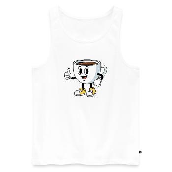 Cartoon Kaffeetasse Lustiger Kaffee Comic - Männer Premium Bio Tank Top - Weiß - Vorne - AI Model Male 178 light (178cm)
